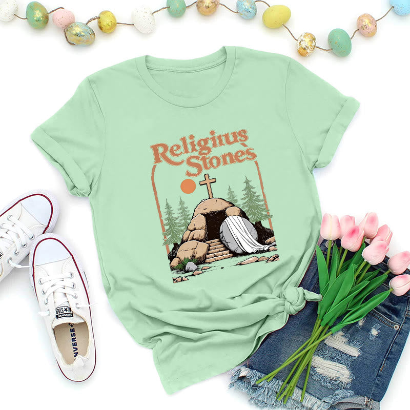 Christianartworkshop T-shirt style vintage avec pierres religieuses - Vert clair - 2XL - image 0