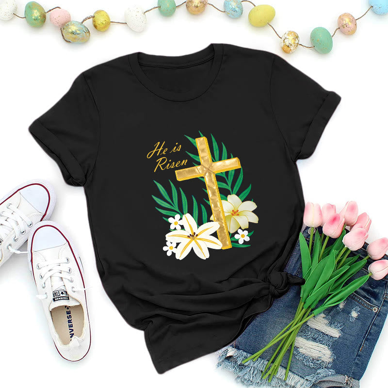 Christianartworkshop T-shirt Croix d'or Gloire de la Résurrection - Noir - 2XL - image 7