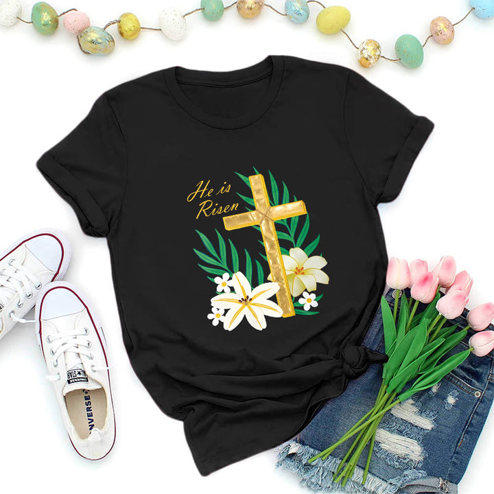 Christianartworkshop T-shirt Croix d'or Gloire de la Résurrection - Noir - 2XL - image 7