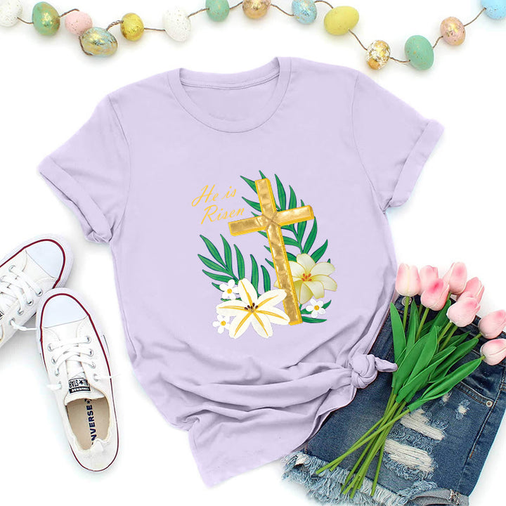 Christianartworkshop T-shirt Croix d'or Gloire de la Résurrection - Violet - 2XL - image 0