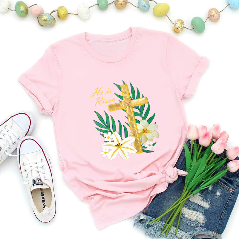Christianartworkshop T-shirt Croix d'or Gloire de la Résurrection - Rose - 2XL - image 4