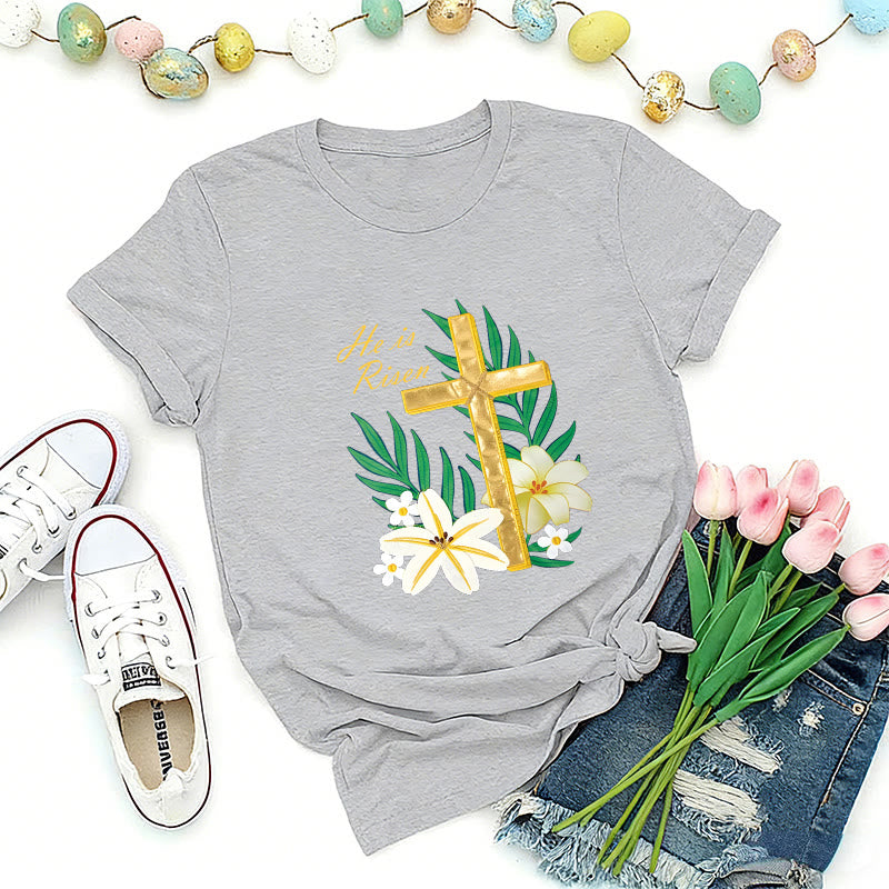 Christianartworkshop T-shirt Croix d'or Gloire de la Résurrection - Gris - 2XL - image 5