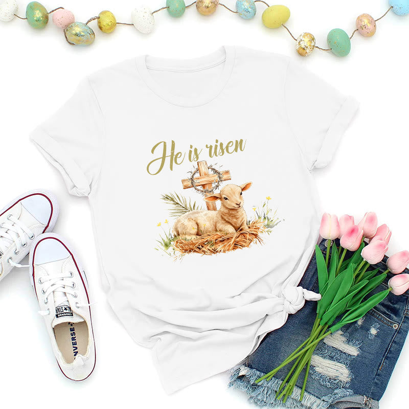 Christianartworkshop T-shirt de Pâques Agneau et Croix - Blanc - 2XL - image 8