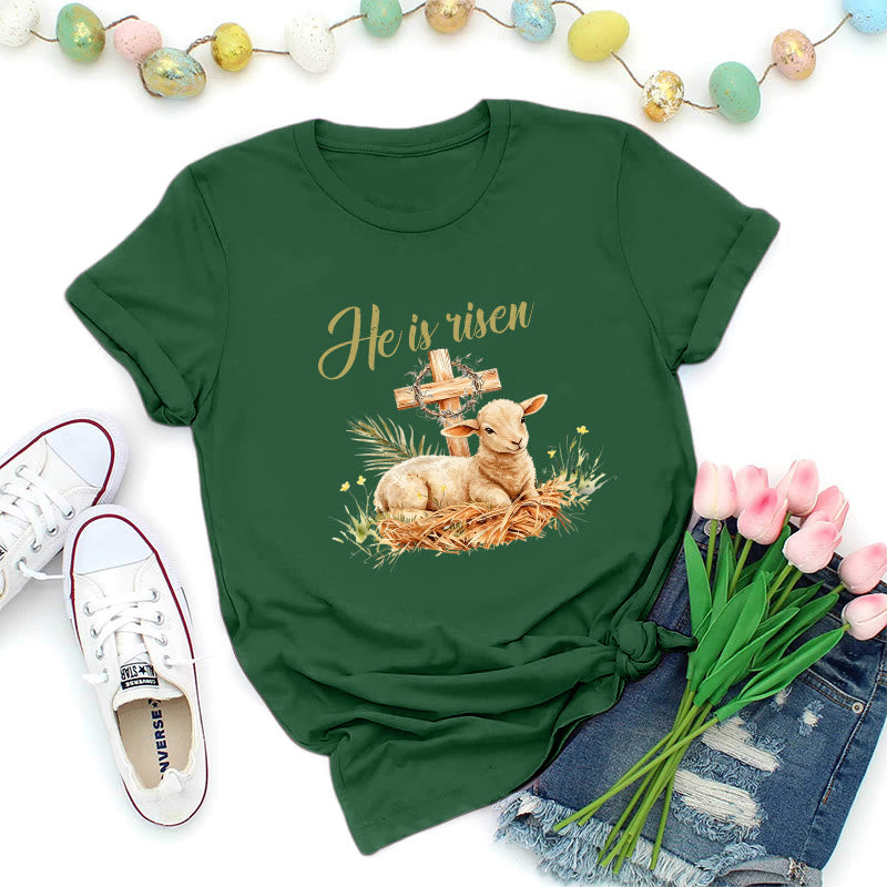 Christianartworkshop T-shirt de Pâques Agneau et Croix - Vert foncé - 2XL - image 1
