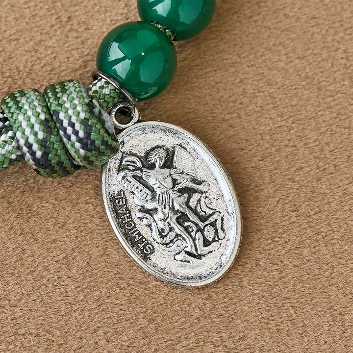 Christianartworkshop Chapelet de Pâques de poche en aventurine verte avec pendentif Saint Michel et croix celtique - image 6