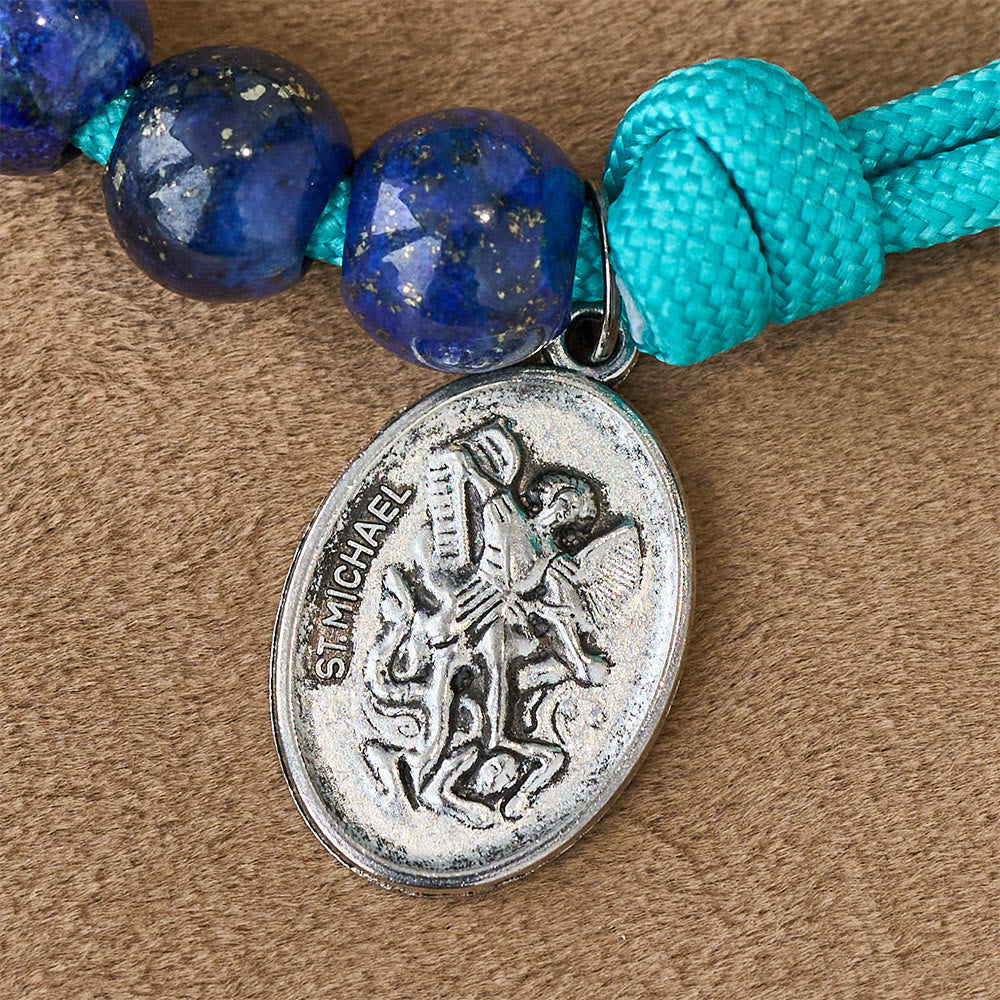 Christianartworkshop Chapelet de poche en paracorde lapis-lazuli avec saint Michel gardien - image 7