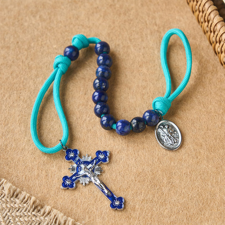 Christianartworkshop Chapelet de poche en paracorde lapis-lazuli avec saint Michel gardien - image 4