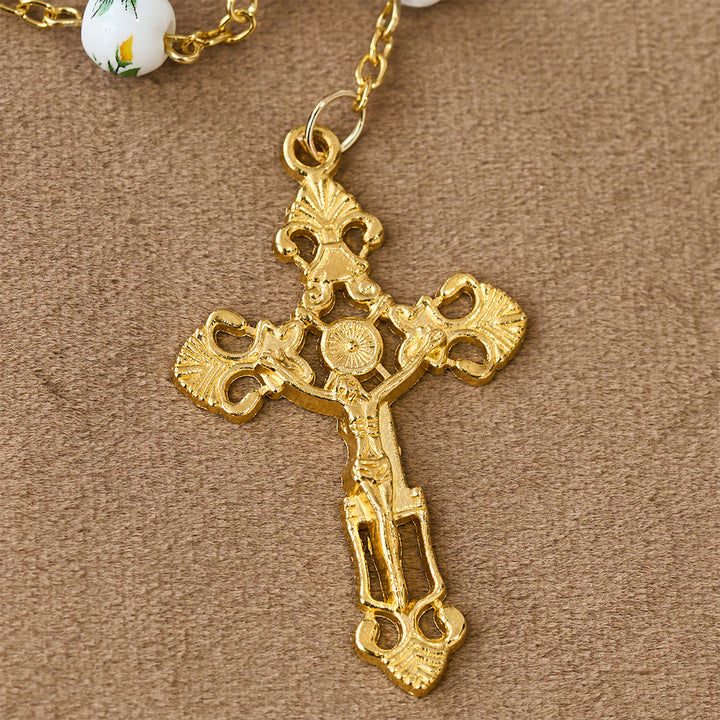 Christianartworkshop Chapelet de Pâques Marguerite Jaune avec perles en céramique et breloque Notre-Dame - image 5