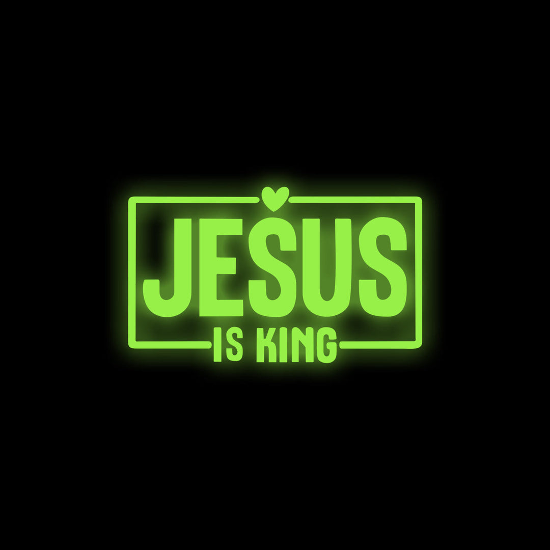 Christianartworkshop Autocollant de voiture « Jésus est roi » en forme de cœur : un symbole sacré de prière pour vos déplacements quotidiens. - Vert fluo - Lot de 10 - image 12