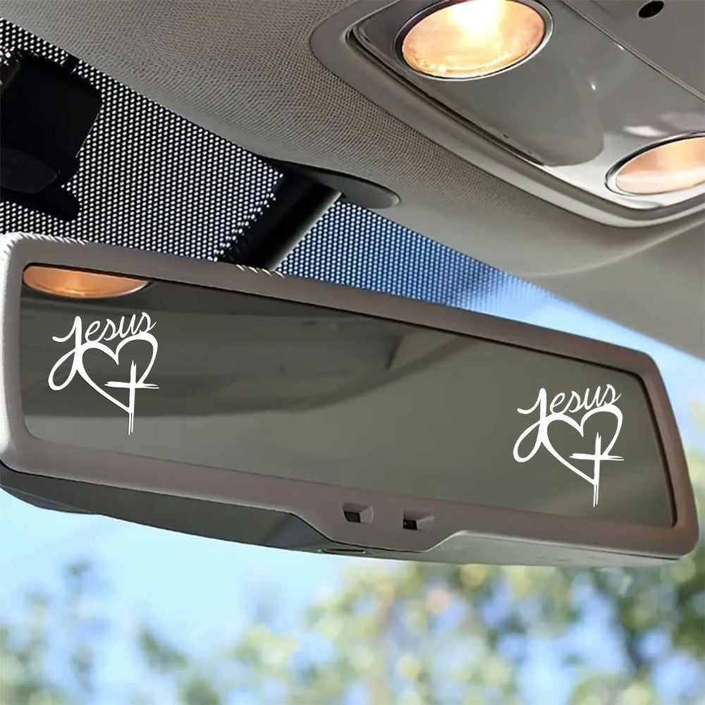 Christianartworkshop Autocollant de voiture avec cœur et croix de Jésus : une douce invitation à faire une pause et à prier - image 1