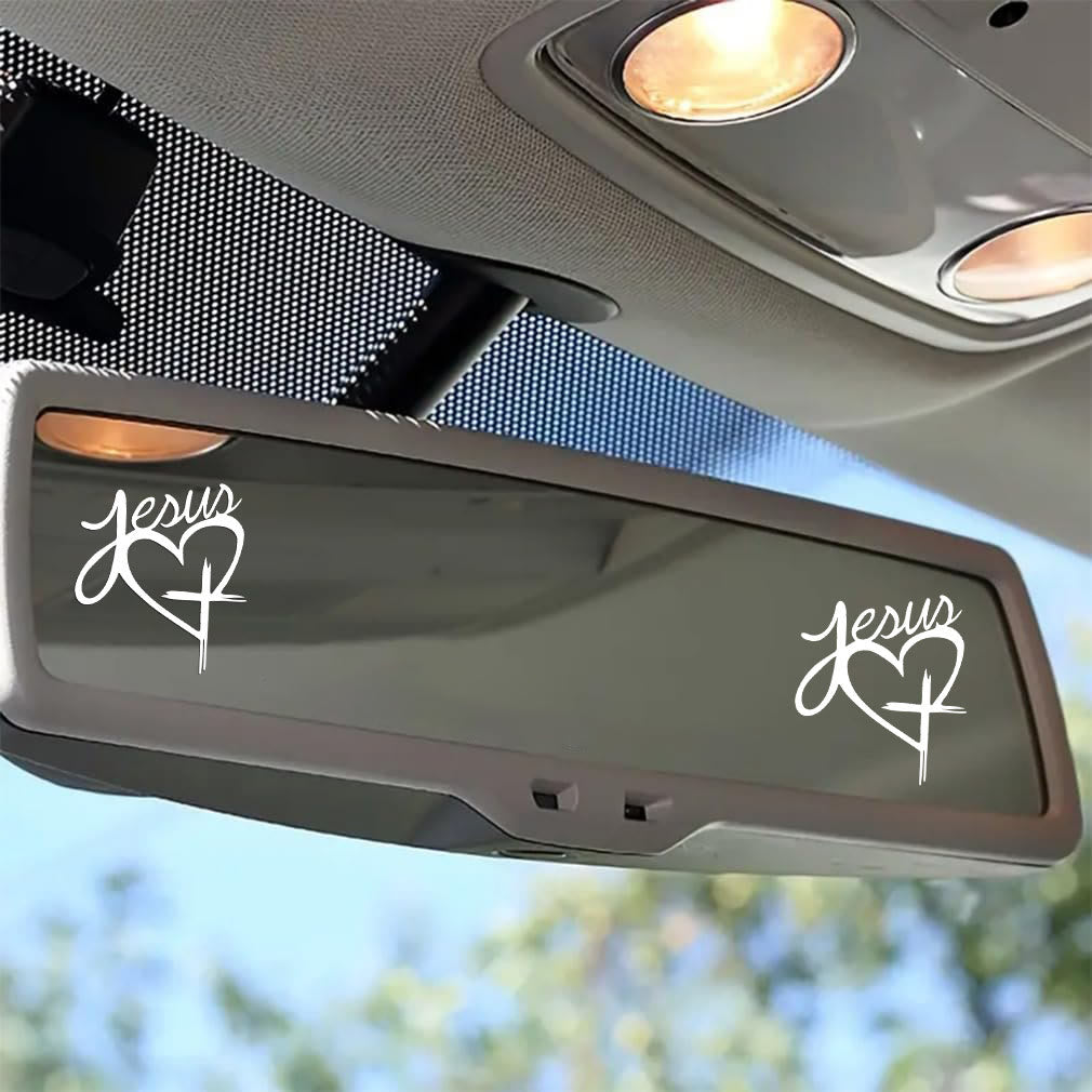 Christianartworkshop Autocollant de voiture avec cœur et croix de Jésus : une douce invitation à faire une pause et à prier - image 1