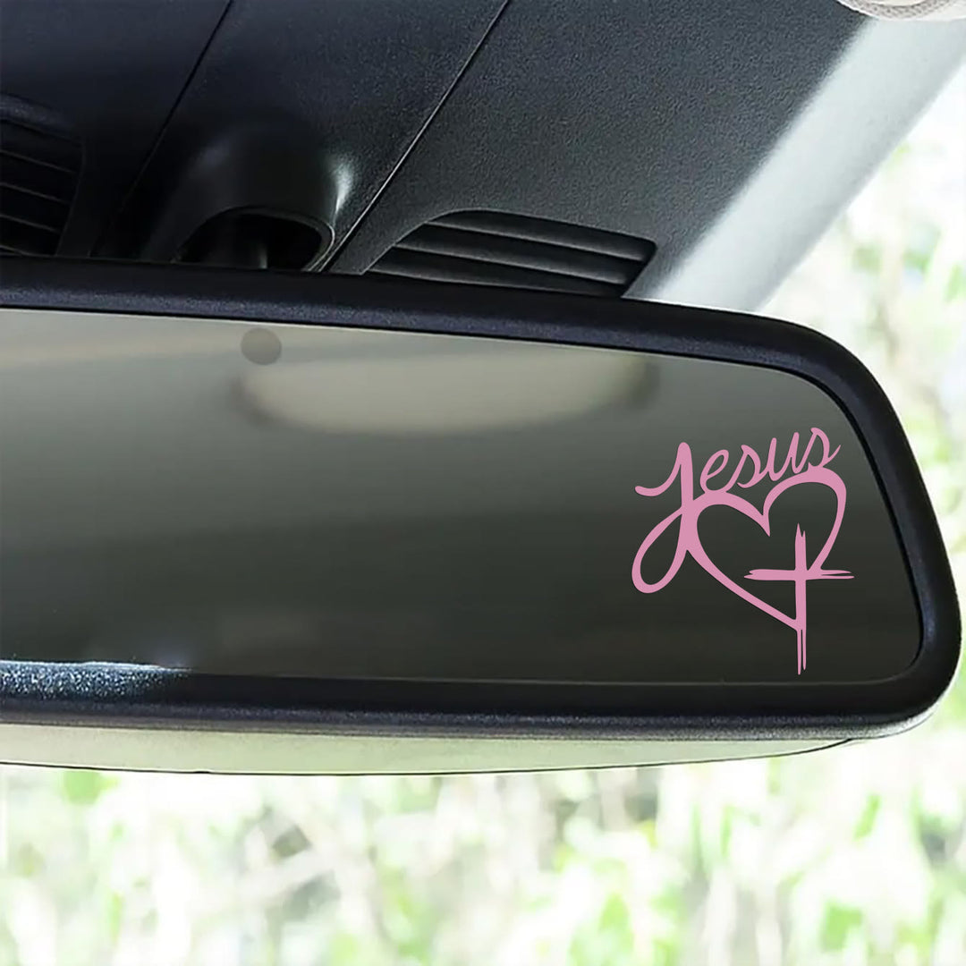 Christianartworkshop Autocollant de voiture avec cœur et croix de Jésus : une douce invitation à faire une pause et à prier - Rose - Lot de 10 - image 6