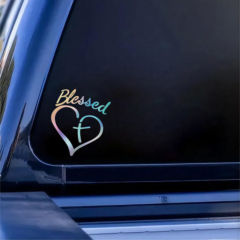 Autocollant décoratif Cœur béni et croix de Christianartworkshop voiture : une douce invitation à la pause et à la prière - Laser - Lot de 10 - image 6