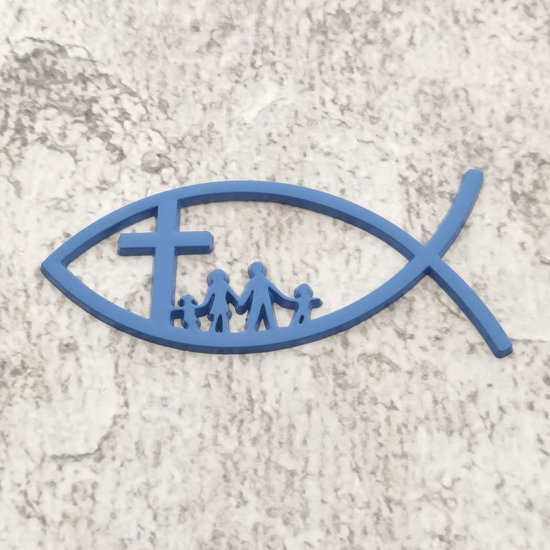 Christianartworkshop Emblème métallique Croix d'Ichthys pour voiture : un symbole de foi et de lien familial pour les véhicules - Bleu - Lot de 10 - image 8