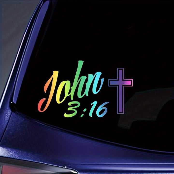 Christianartworkshop Autocollant Croix Jean 3:16 pour voiture : Décalcomanie en caractères gras pour une décoration de véhicule inspirée par la foi - image 5