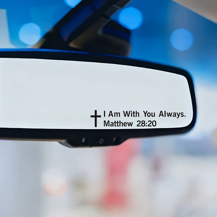 Christianartworkshop Autocollant de voiture Matthieu 28:20 « Je suis avec vous toujours » : Motif croix pour la décoration de véhicule fidèle - image 2