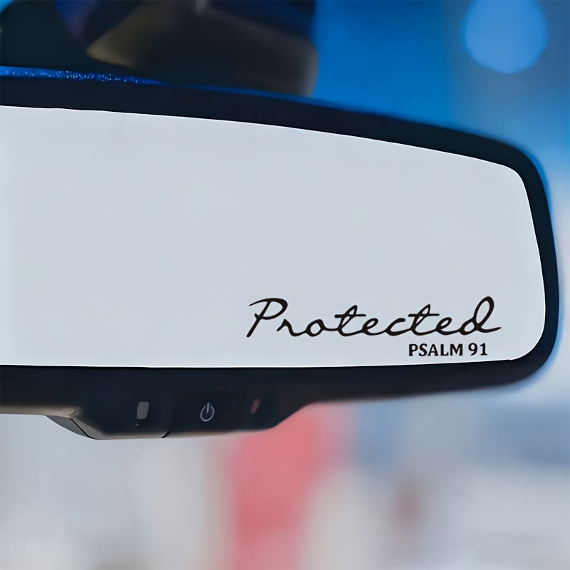 Autocollant de rétroviseur de voiture « Protection divine » (Psaume 91) de Christianartworkshop - Noir - Lot de 10 - image 0
