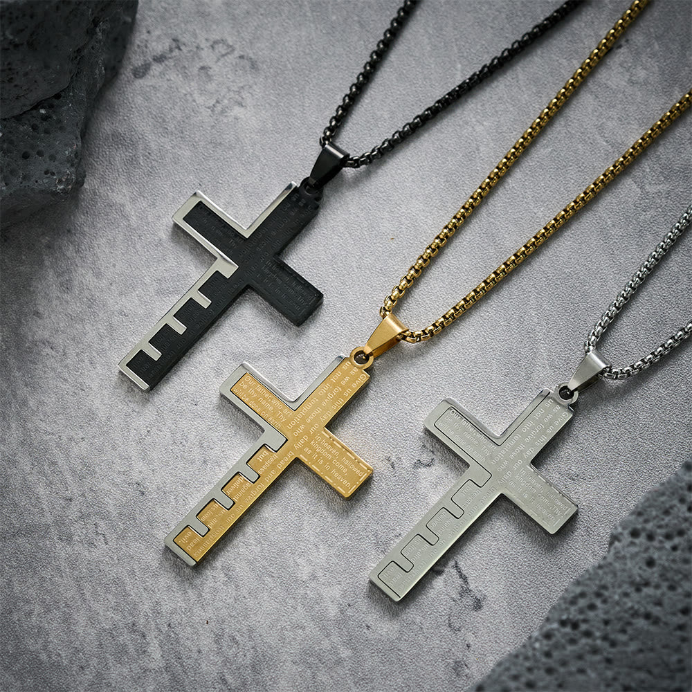 Christianartworkshop Collier croix tricolore moderne du Notre Père : un symbole intemporel du sacré - image 1