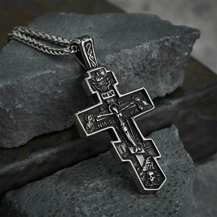 Christianartworkshop Collier crucifix orthodoxe en titane Jésus, bijou de protection - image 4