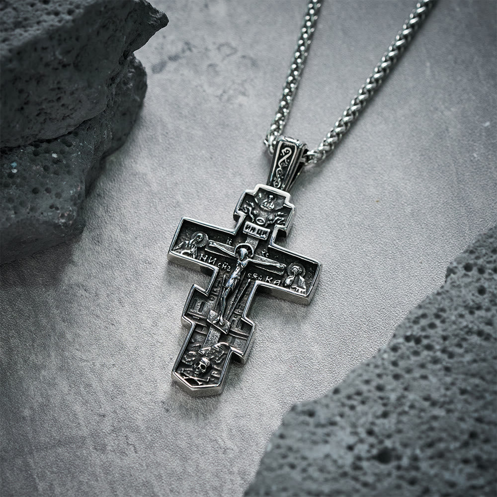 Christianartworkshop Collier crucifix orthodoxe en titane Jésus, bijou de protection - image 3