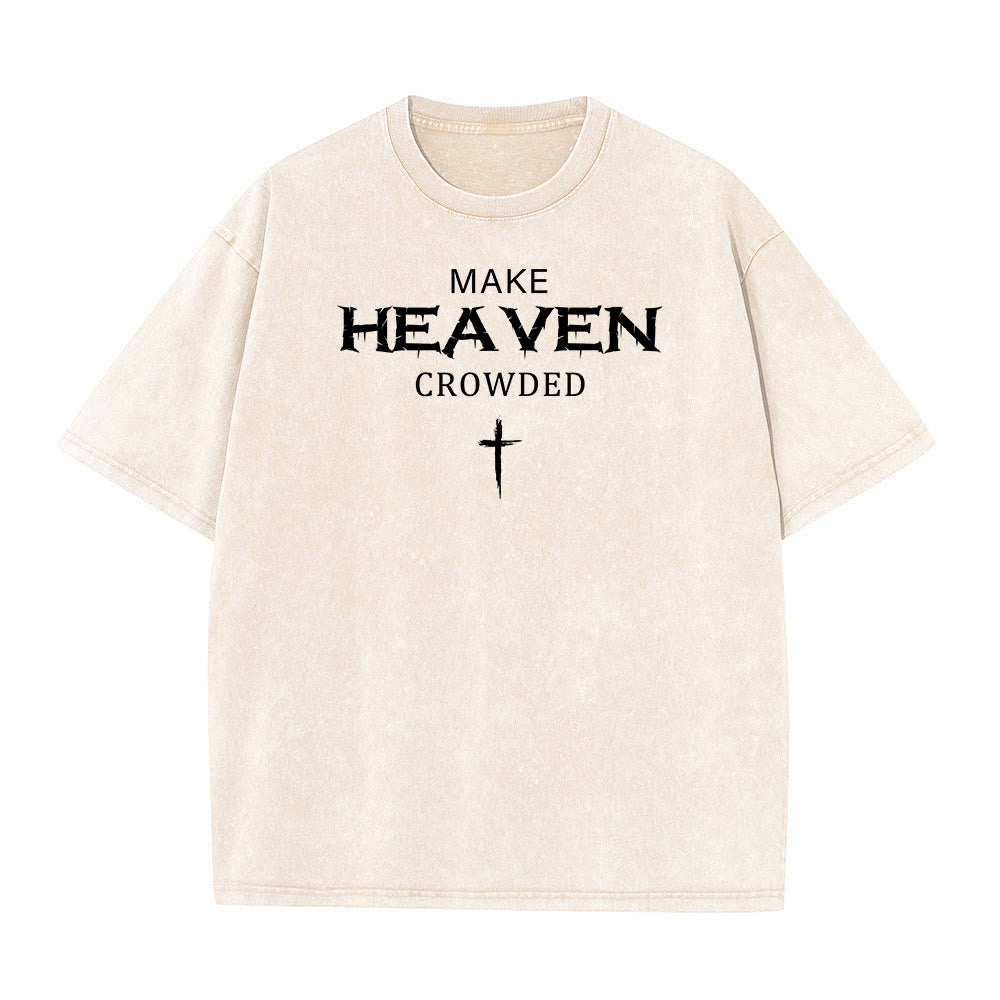 Christianartworkshop T-shirt unisexe délavé avec inscription vieillie « Make Heaven Crowded Cross » - Beige - 5XL - image 8