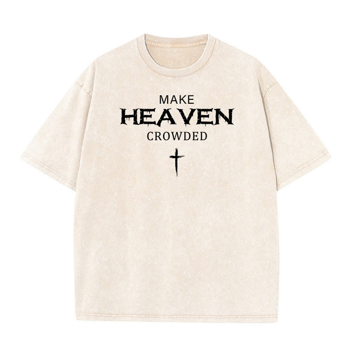 Christianartworkshop T-shirt unisexe délavé avec inscription vieillie « Make Heaven Crowded Cross » - Beige - 5XL - image 8