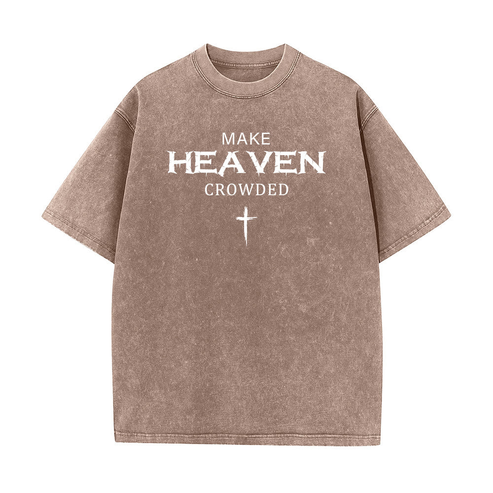 Christianartworkshop T-shirt unisexe délavé avec inscription vieillie « Make Heaven Crowded Cross » - Brun - 5XL - image 7