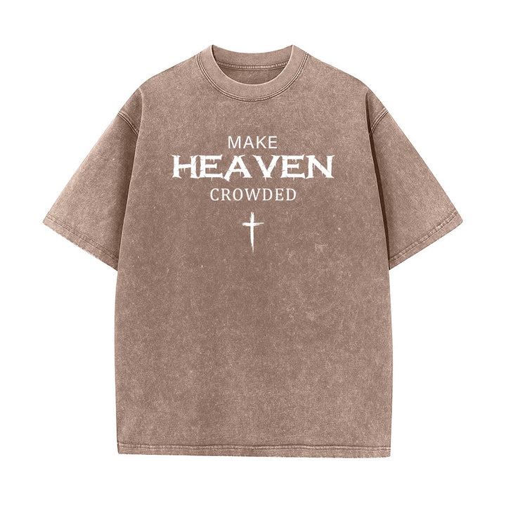Christianartworkshop T-shirt unisexe délavé avec inscription vieillie « Make Heaven Crowded Cross » - Brun - 5XL - image 7