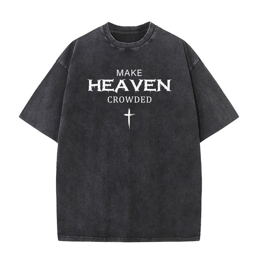 Christianartworkshop T-shirt unisexe délavé avec inscription vieillie « Make Heaven Crowded Cross » - Noir - 5XL - image 0