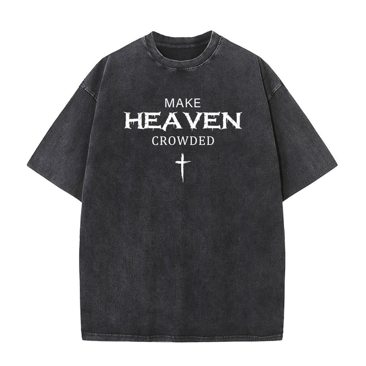 Christianartworkshop T-shirt unisexe délavé avec inscription vieillie « Make Heaven Crowded Cross » - Noir - 5XL - image 0