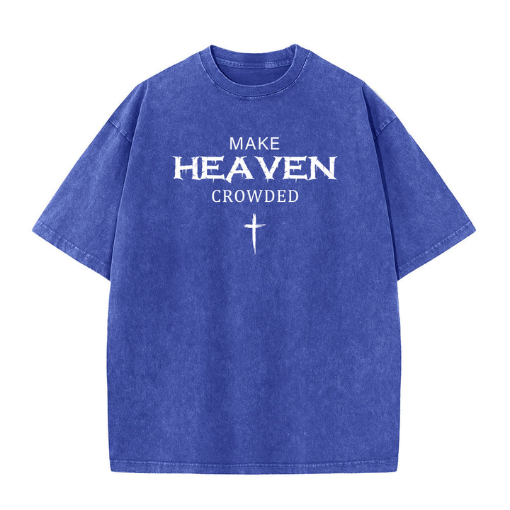 Christianartworkshop T-shirt unisexe délavé avec inscription vieillie « Make Heaven Crowded Cross » - Bleu - 5XL - image 11