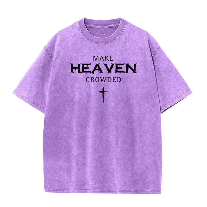 Christianartworkshop T-shirt unisexe délavé avec inscription vieillie « Make Heaven Crowded Cross » - Violet - 5XL - image 10