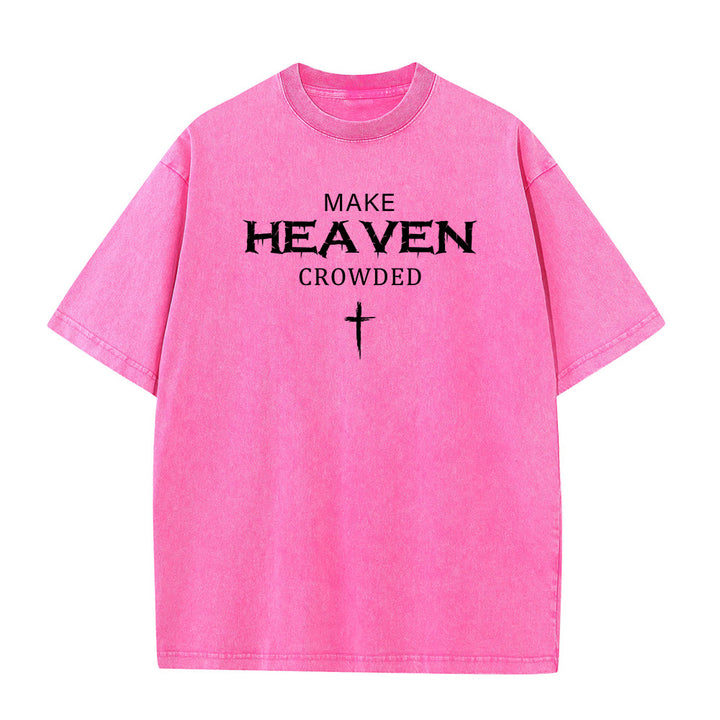 Christianartworkshop T-shirt unisexe délavé avec inscription vieillie « Make Heaven Crowded Cross » - Rose - 5XL - image 9