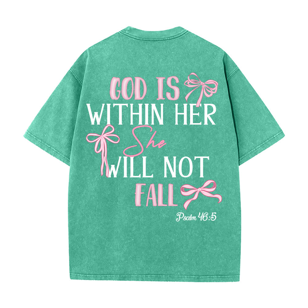 Christianartworkshop T-shirt unisexe délavé avec nœud papillon « Dieu est en elle » (Psaume 46:5) - image 12