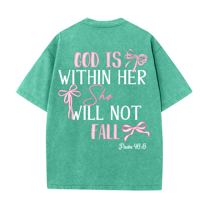 Christianartworkshop T-shirt unisexe délavé avec nœud papillon « Dieu est en elle » (Psaume 46:5) - image 12
