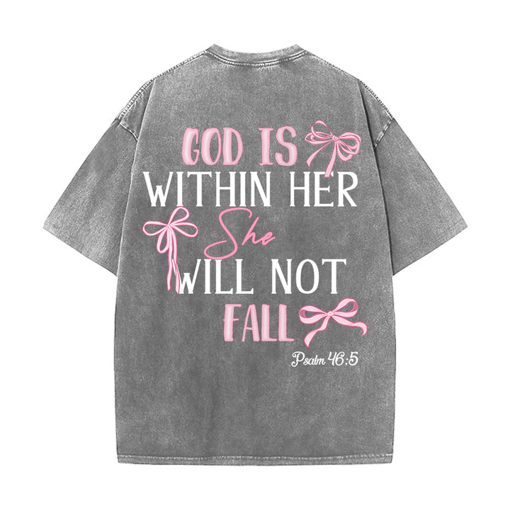 Christianartworkshop T-shirt unisexe délavé avec nœud papillon « Dieu est en elle » (Psaume 46:5) - image 30