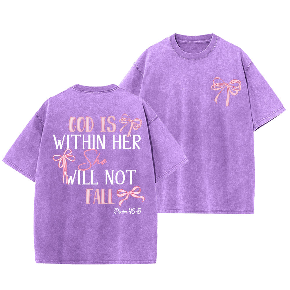 Christianartworkshop T-shirt unisexe délavé avec nœud papillon « Dieu est en elle » (Psaume 46:5) - Violet - 5XL - image 22