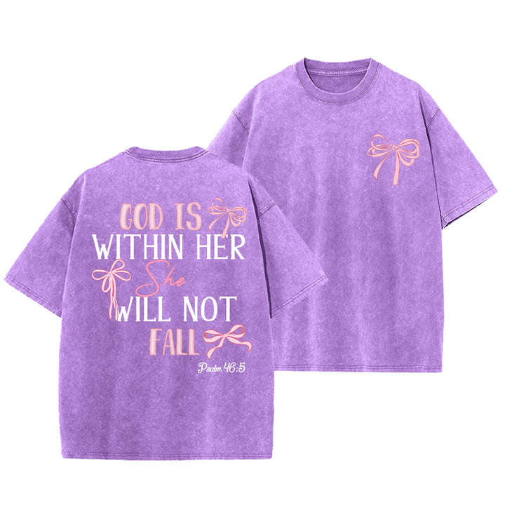 Christianartworkshop T-shirt unisexe délavé avec nœud papillon « Dieu est en elle » (Psaume 46:5) - Violet - 5XL - image 22