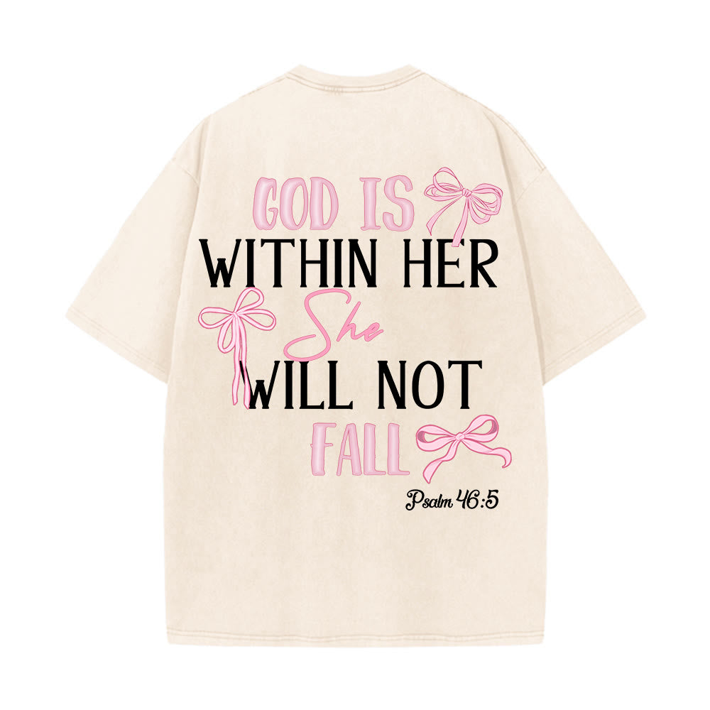 Christianartworkshop T-shirt unisexe délavé avec nœud papillon « Dieu est en elle » (Psaume 46:5) - image 18