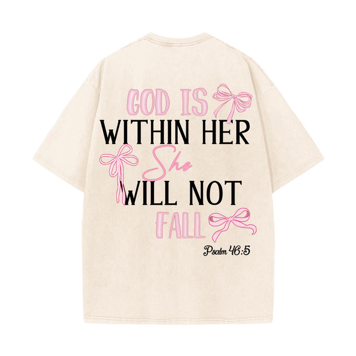 Christianartworkshop T-shirt unisexe délavé avec nœud papillon « Dieu est en elle » (Psaume 46:5) - image 18