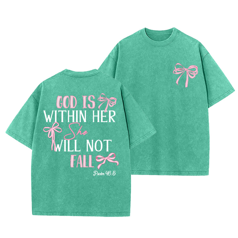 Christianartworkshop T-shirt unisexe délavé avec nœud papillon « Dieu est en elle » (Psaume 46:5) - Vert - 5XL - image 10