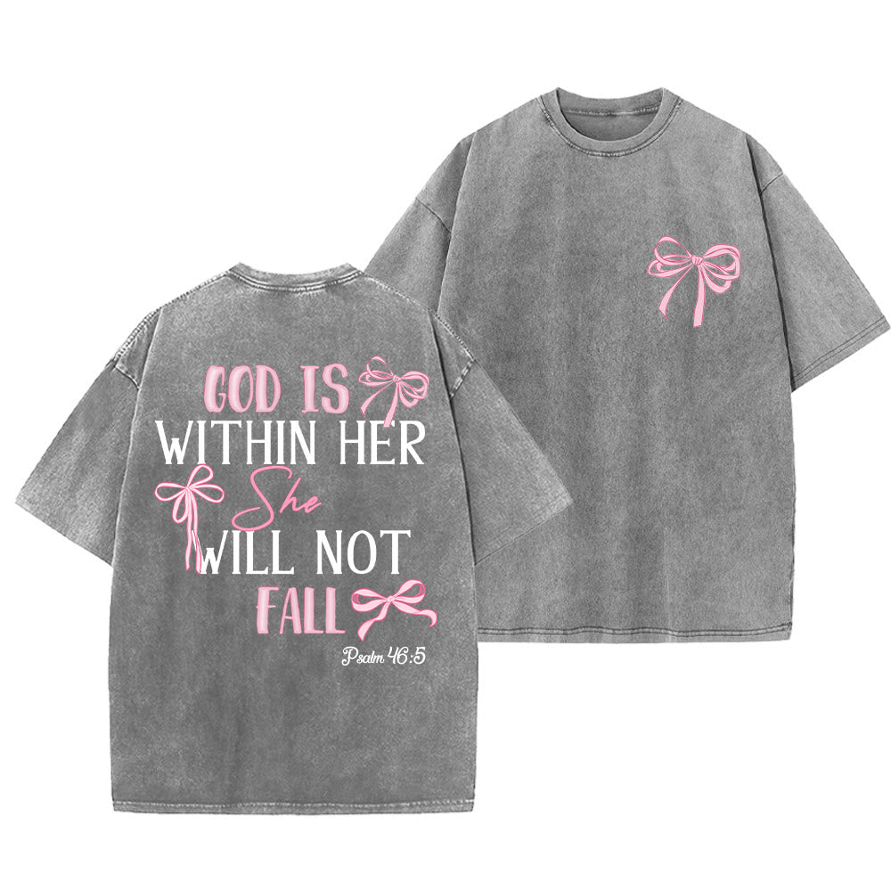 Christianartworkshop T-shirt unisexe délavé avec nœud papillon « Dieu est en elle » (Psaume 46:5) - Gris - 5XL - image 28