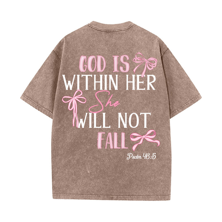 Christianartworkshop T-shirt unisexe délavé avec nœud papillon « Dieu est en elle » (Psaume 46:5) - image 15