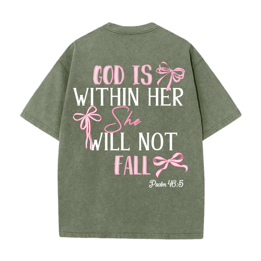 Christianartworkshop T-shirt unisexe délavé avec nœud papillon « Dieu est en elle » (Psaume 46:5) - image 9
