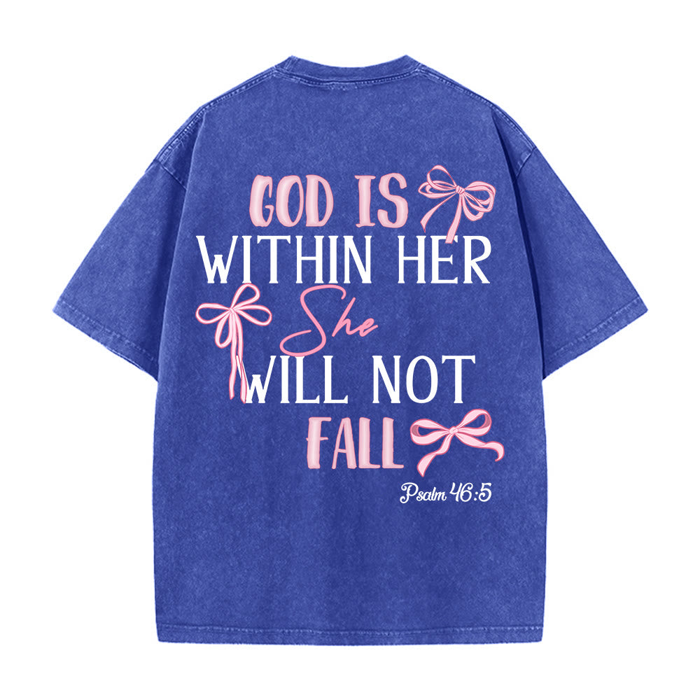 Christianartworkshop T-shirt unisexe délavé avec nœud papillon « Dieu est en elle » (Psaume 46:5) - image 27