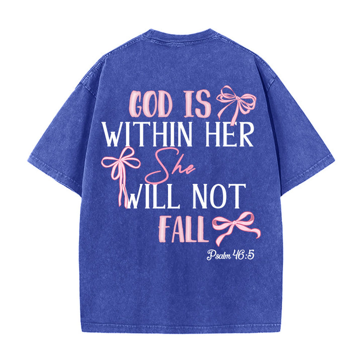 Christianartworkshop T-shirt unisexe délavé avec nœud papillon « Dieu est en elle » (Psaume 46:5) - image 27