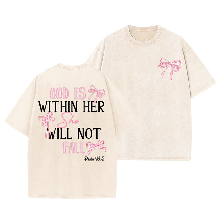 Christianartworkshop T-shirt unisexe délavé avec nœud papillon « Dieu est en elle » (Psaume 46:5) - Beige - 5XL - image 16