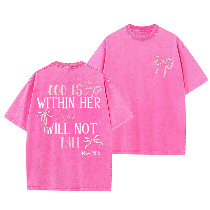 Christianartworkshop T-shirt unisexe délavé avec nœud papillon « Dieu est en elle » (Psaume 46:5) - Rose - 5XL - image 19