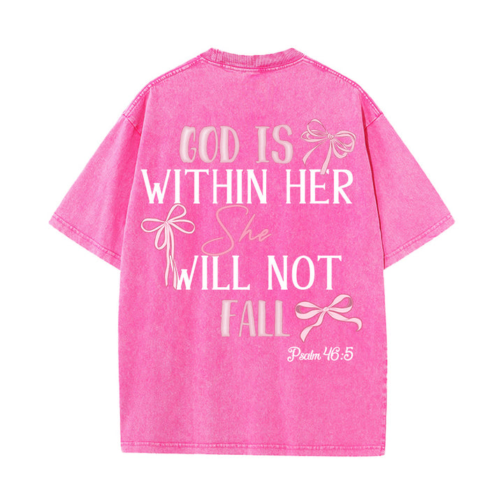 Christianartworkshop T-shirt unisexe délavé avec nœud papillon « Dieu est en elle » (Psaume 46:5) - image 21