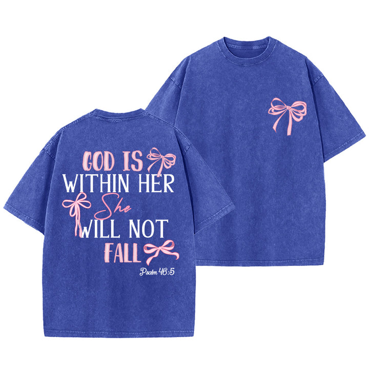 Christianartworkshop T-shirt unisexe délavé avec nœud papillon « Dieu est en elle » (Psaume 46:5) - Bleu - 5XL - image 25